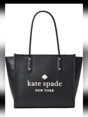 Kate Spade New York Black Leather Tote Large Shoulder Bag Logo RETAILS FOR $399